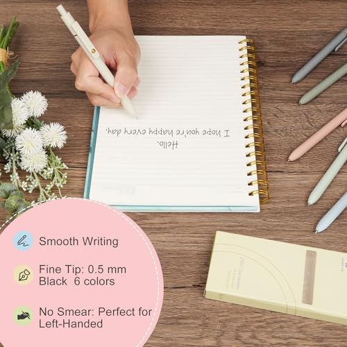 ddaowanx gel pens 6 pcs 05mm quick dry black ink pens fine point smooth writing pens cute office school supplies gifts for women
