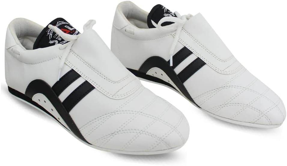 SPALLTaekwondo Shoes Boxing Karate Kung Fu Tai Chi Shoes Professional Adult Children Training Indoor Wear-resistant Breathable Super Soft Sole Shoes (White, 34)