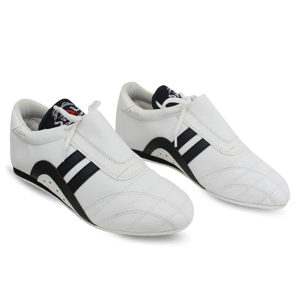 SPALLTaekwondo Shoes Boxing Karate Kung Fu Tai Chi Shoes Professional Adult Children Training Indoor Wear-resistant Breathable Super Soft Sole Shoes (White, 34)