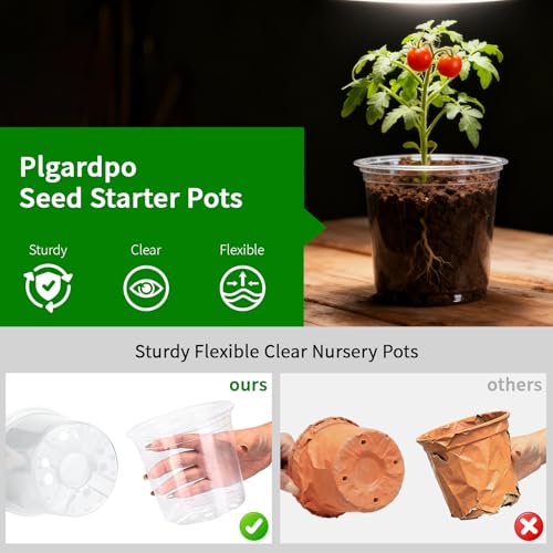 Plgardpo Clear Nursery Pots for Plants, 3/3.5/4 Inches Clear Flower Pots with Drainage, 24 Packs Seed Starter Pots with Different Sizes, Transparent Seedling Pots for Indoor Plants - Image 3