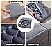 AARAINBOW 2 Packs Underwear Socks Ties Storage Organizer with Lids Foldable Closet Drawer Organizer 60 Cells, Fabric Wardrobe Divider Storage Boxes for Scarves and Lingerie (30 Cell, 2 Gray)