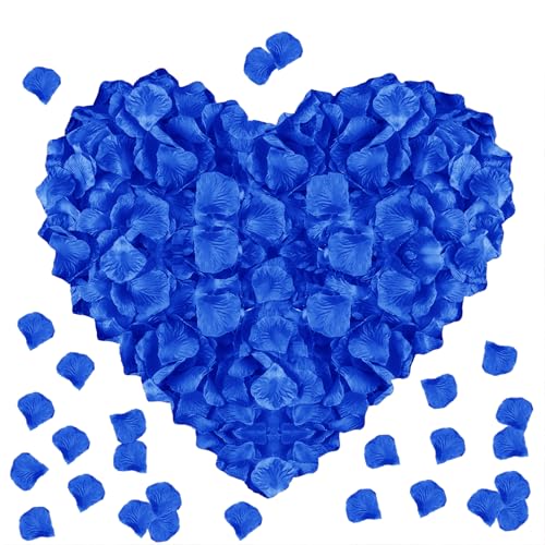 Image of 1000PCS Fake Rose Petals for Romantic Night Romantic Festive Atmosphere Creation for Marriage Proposa Wedding Valentine's Day Decoration Party Activities (Dark Blue)