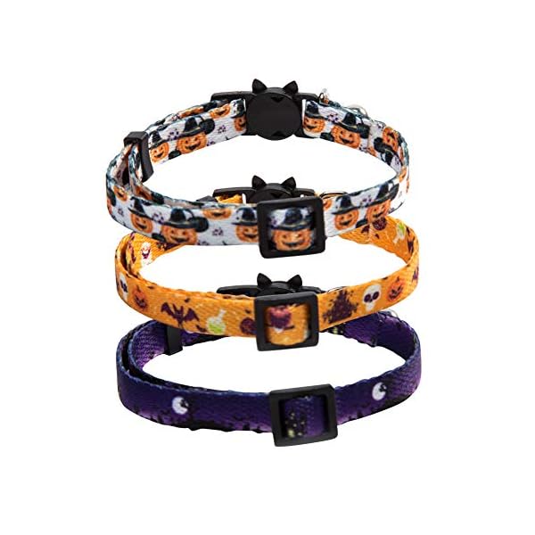 3 pack halloween cat collar with bell breakaway adjustable - image 3
