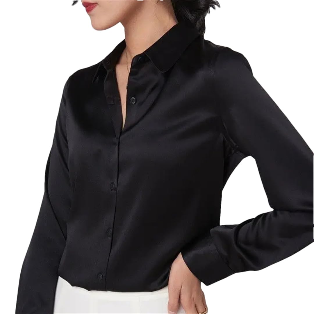 Chemise en satin élégante à manches longues pour femme