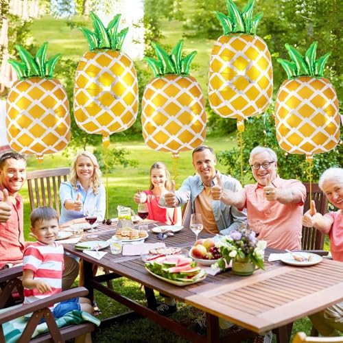 Image of 12 Pcs Pineapple Balloons, Pineapple Foil Balloons, Large Fruit Mylar Balloon for Summer Themed Party Birthday Baby Shower Decorations (12 Pcs)