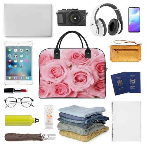 Bolso Tote Rosa con Cremallera y Correa Ajustable de Nylon miniatura 5