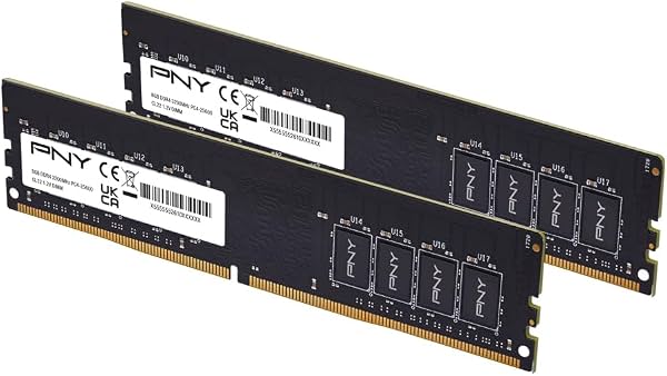 Kit de memoria PNY DDR4 16GB (2x8GB) 3200MHz CL22 Performance para escritorio | PC4-25600, CL22, 1.2V, 288-Pin, RAM, compatible: 3000/2933/2800/2666/2400/2133MHz - MD16GK2D43200-TB