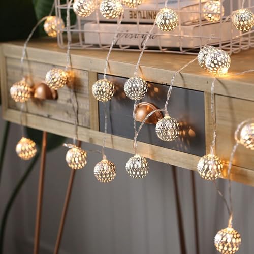 ENLACE Marokkanische Lichterkette, 3M 20 LED Metall Kugeln...