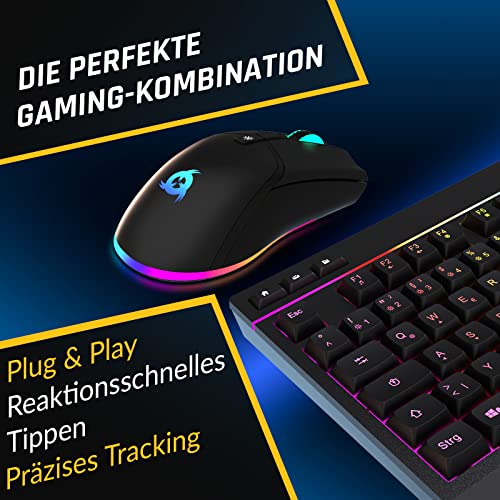 KLIM Duo - NEU 2022 Tastatur Maus Set Kabellos - Kompakt, Robust, Ergonomisch - Hintergrundbeleuchtete TKL Tastatur Kabellos + RGB Funk Maus und Tastatur Wireless + Langlebiger eingebauter Akku - Image 4