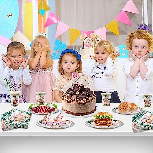Aitsite 100 Stück Waldtiere Partygeschirr Set, Tiere Partyteller Geburtstag für 20 Gäste, Waldtiere Geburtstag Geschirr… – Ansicht 5