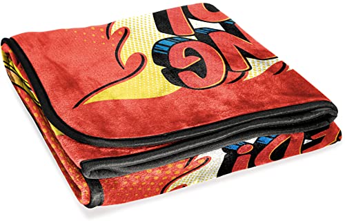 Image of Jay Franco Plush Throw Blanket - 46 inch x 60 inch Inches Kids Hero Soft & Cozy Fleece Throw for Bedroom & Couch Decor, Official Licensed Product, Red - Blaze