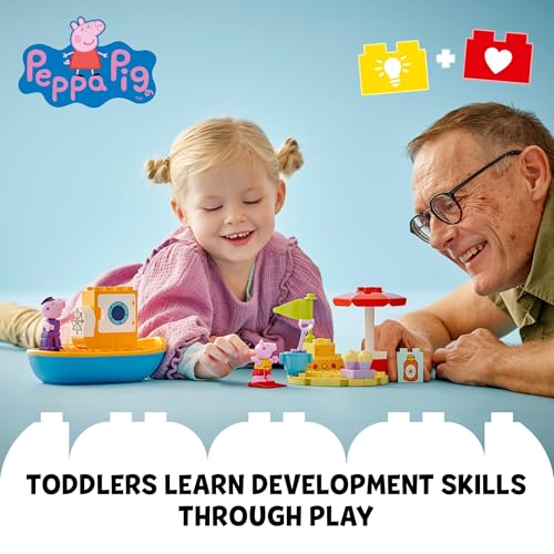 Image of LEGO DUPLO Peppa Pig Boat Trip Bath Toy, Building Block Learning Set for Preschool Kids with 2 Peppa Pig Figures Included, Water Toy Gift Idea for Toddlers Ages 2 and Up, 10432
