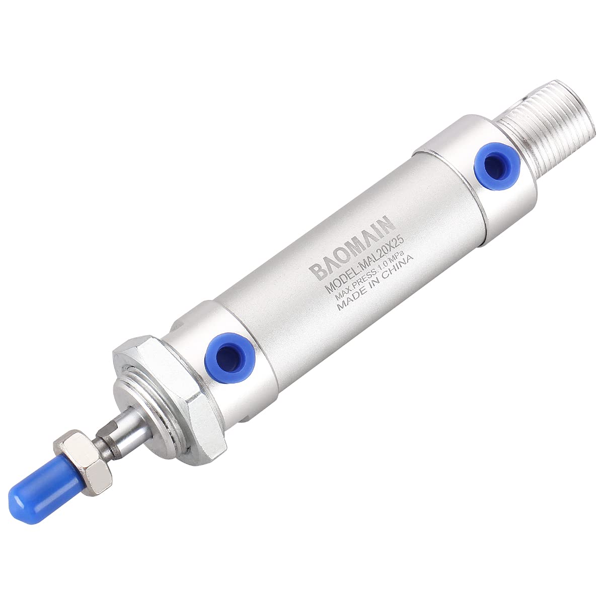 Baomain MAL 20x25 Mini Double-Acting Pneumatic Air Cylinder, 20mm Bore 25mm Stroke, Aluminum for Automation