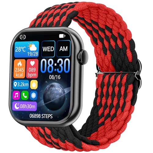 Hwagol Watch Straps,Braided Elastic Sports Ring Compatible Smart Watch,24mm Wide Strap Adjustable Elastic Nylon Braided Wristband for Women and Men