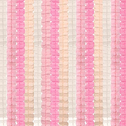 Image of Pink-White Peach Party-Decorations Streamers Garland - 157Ft Four-Leaf Clover Hanging Banner,Wedding Girl Birthday Baby Bridal Shower Engagement Bachelorette Decor Hugtmr