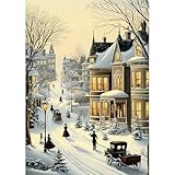 NEWENMO 5D Beautiful Mansion Diamond Painting Kits for Adults,Street Snow Scenery Diamond...