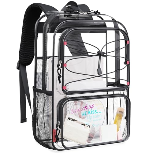 mommore Clear Backpack Heavy Duty Transparent Backpack Large See Through Bookbag for School