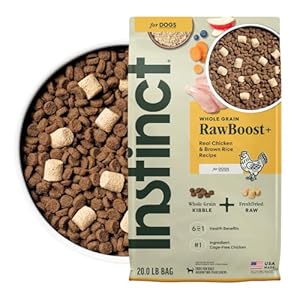 Instinct RawBoost, Natural Dry Dog Food with Freeze-Dried Pieces, Whole Grain Recipe – Real Chicken & Brown Rice, 20 lb. Bag