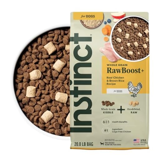 Instinct Raw Boost Whole Grain Dry Dog Food, Natural Real Chicken & Brown Rice Recipe Kibble with Omegas + Freeze Dried Raw Dog Food, 20 lb. Bag