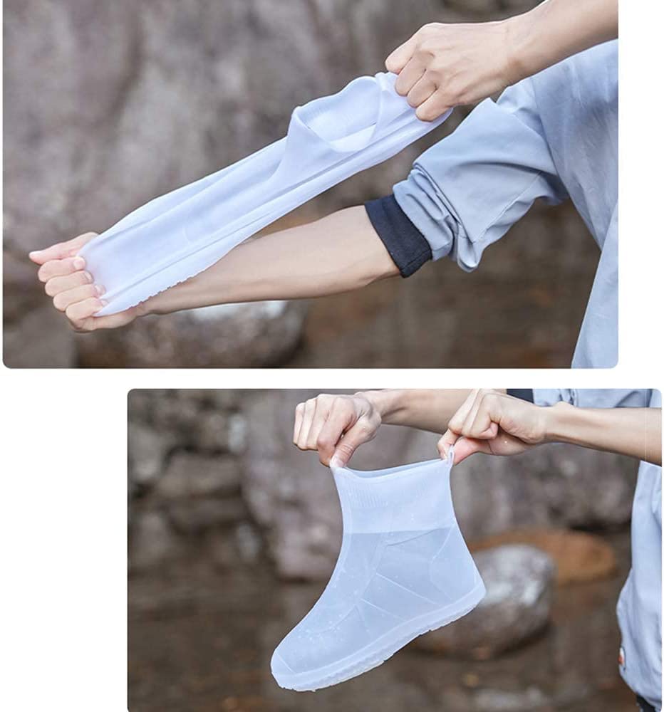 Bottes de Pluie imperméables légères Couvre-Chaussures antidérapants en Silicone réutilisables Sports de Plein air Vélo Vélo Bottes de Chaussures de Pluie Couvre-Chaussures Couvre-Bottes pour la pl