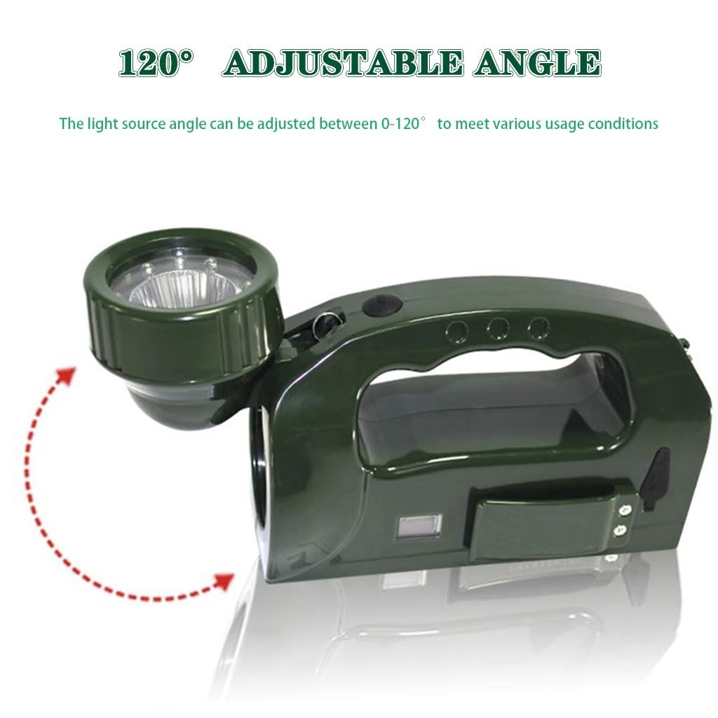 Torcia Elettrica Esterna A Manovella, Testa Della Lampada Regolabile Da 0 A 120°, Torcia Elettrica Portatile Ricaricabile Tramite USB, Assorbimento Magnetico
