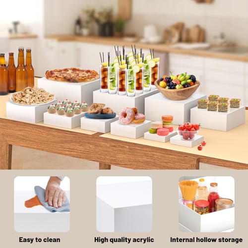 Image of 10 Pcs Acrylic Buffet Risers, Table Food Display Stands for Dessert Cupcake
