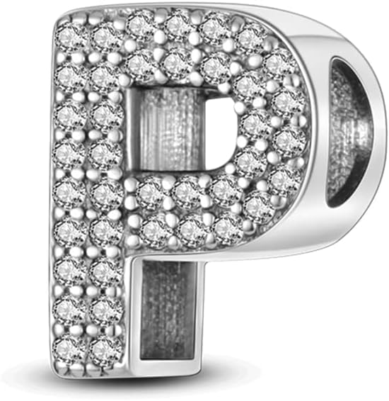 FLUFLO Charm Anhänger Damen Buchstabe A-Z für Armband 925 Sterling Silber Charms Beads passend für Pandora Armband und Halskette, Kompatibel mit Europäischen Armbänder für Frauen Mädchen Z222
