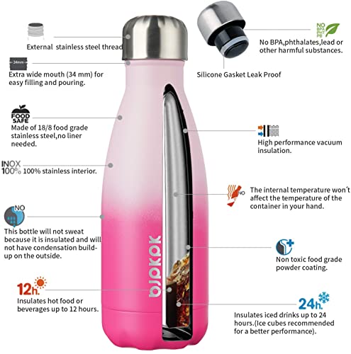 Image of BJPKPK 12 oz Small Insulated Water Bottle, Stainless Steel Leak Proof Flask