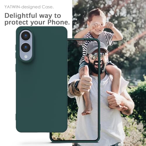 Image of YATWIN Silicone Case for Samsung Galaxy S25 FE 4G, Soft-Touch, Shockproof, DustProof, Antiskid Phone Cover for Samsung Galaxy S25 FE - Dark Green
