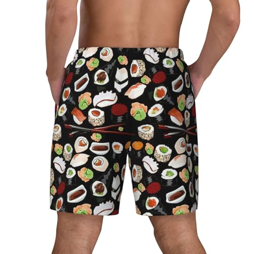 Japanese Sushi Black Breathable Fit Trends Men's Swim Trunks Board Short with Waist Elastic Band Swimming Trunks4