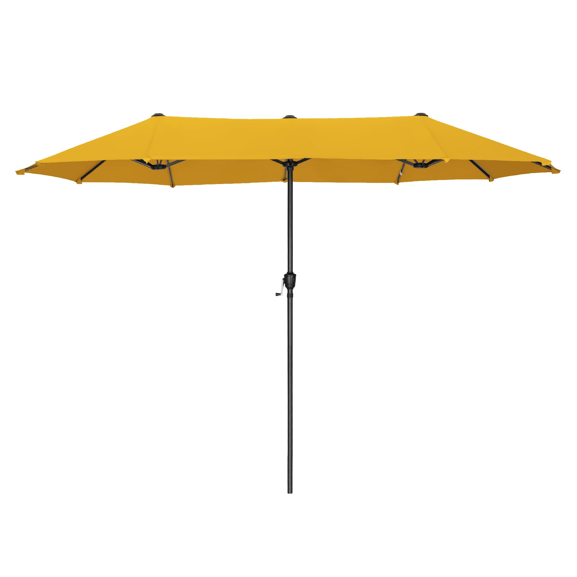 PHI VILLA 2x3.8m Garden Parasol Umbrella for Sun Protection Patio Outdoor Umbrella Waterproof with Crank,Gold Yellow