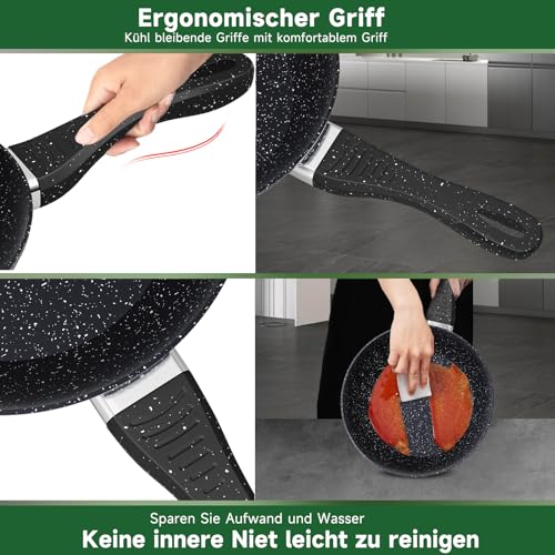 Poêle induction 24cm anti-adhésive en aluminium à poignée isolante