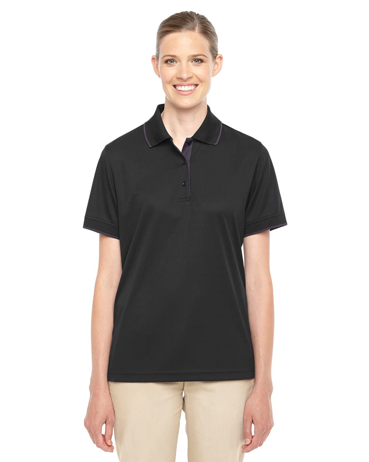 Core 365 Ladies Motive Performance Pique Polo Tipped Collar M Black/Carbon