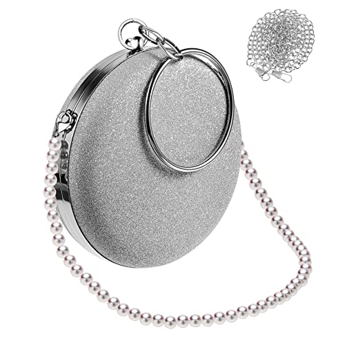 Pochette de Soirée Ronde pour Mariage et Bal Chic avec Bandoulière Amovible