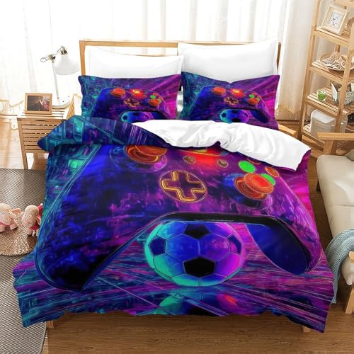 Drap de couette manette de jeu 3D anti-plis | Lit double microfibre respirante