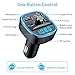 Bluetooth FM Transmitter for Car, Blue Ambient Ring Light Wireless Radio Car Receiver Adapter Kit with Hands-Free Calling, Dual USB Charger 5V/2.4A and 1A, Support SD Card, USB Disk (Black)