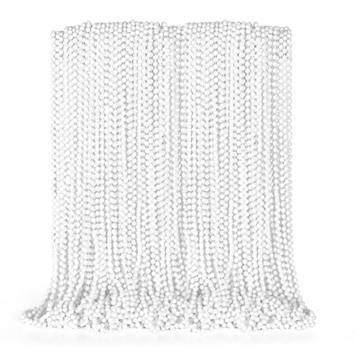 Image of EOBOH 72PCS Bead Necklace, White Beaded Necklace Party Favors Bulk, 33 inch Mardi Gras Beads Necklaces, Festival Parade Throw Accessories for Baby Shower Wedding Birthday Celebrations Decorations