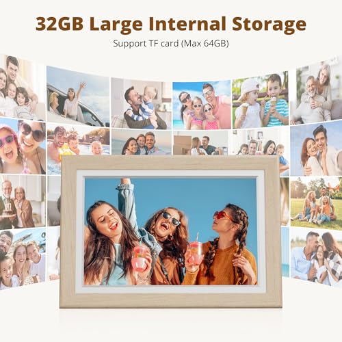 Image of Dragon Touch Digital Picture Frame WiFi 10 inch IPS Touch Screen Digital Photo Frame Display, 32GB Storage, Auto-Rotate, Share Photos via App, Email, Cloud, Classic 10 Brown