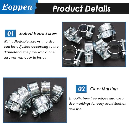 Image of 8-10mm Fuel Injection Hose Clamps, 5 /16 Inch-13 /32 Inch Fuel Injection Gas Line Hose Clamps for Diesel Petrol Pipe