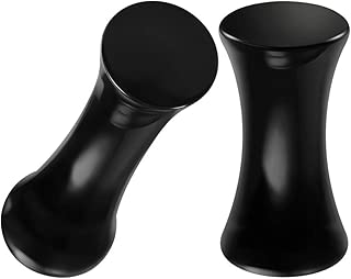 Pair of Black Acrylic Solid Double Flare Saddle Piercing Jewelry Ear Flesh Plugs Stretcher Lobe Earring - coolthings.us