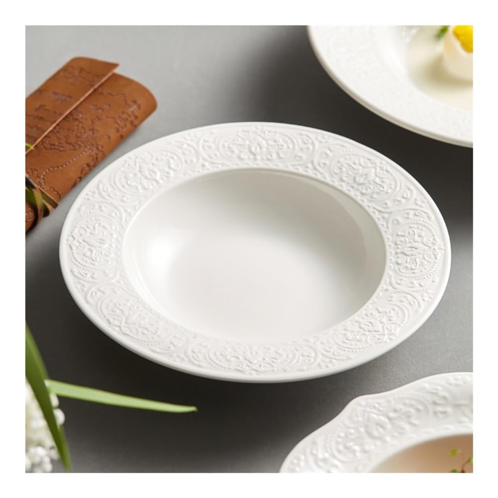 Juego de platos llanos, plato de comida occidental para sopa, aperitivos y postres, utensilios de comedor duraderos para el hogar, perfectos para comidas familiares, 9 piezas