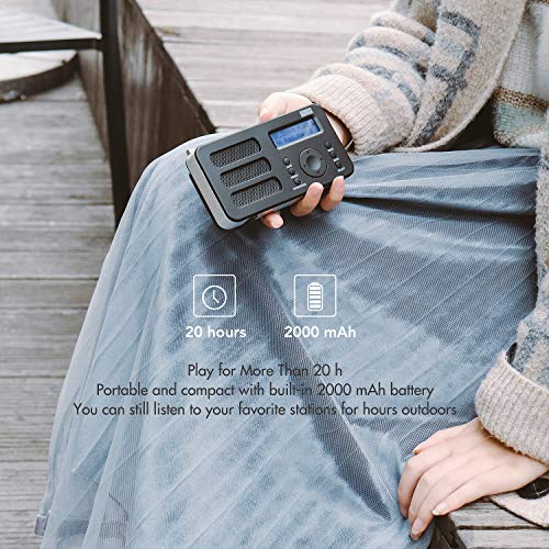 Tragbares Radio mit DAB+/DAB/FM - August MB225 - RDS 40 Presets Radiowecker Stereo/Mono Digitalradio mit Sleeptimer Doppelalarm Snooze und wiederaufladbare Batterie Audioanschluss einfach für Senioren – Bild 6