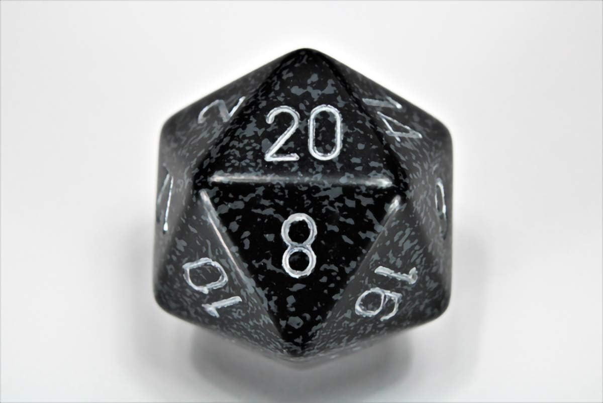 Chessex 34mm Single Speckled Ninja D20 Die – 20-Sided Polyhedral Die for Tabletop Games and Role-Playing Adventures, Compatible with Dungeons & Dragons (D&D)
