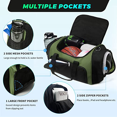 Vorspack Duffle Bag for Travel - 40L/21 Inches Duffel Bag Small Duffle Bag for Men Weekender Bag with Water Bottle Pocket for Travel Sports - Army Green3