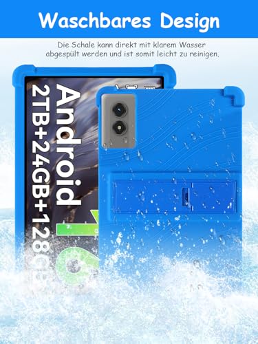 Étui pour tablette TABWEE T50 11 pouces avec coque silicone bleu et support