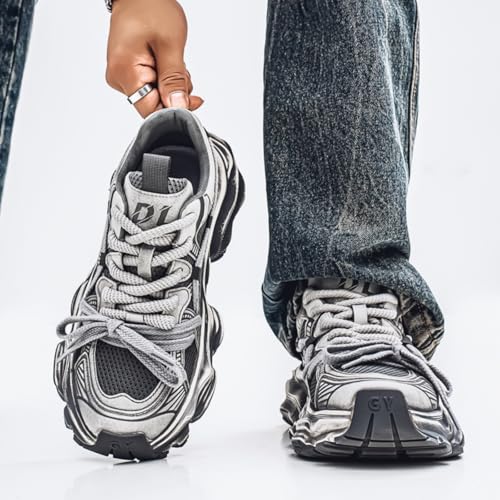 Men's Fashion Breathable Mesh Chunky Platform Lace Up Sneakers Casual Trendy Non Slip Round Toe Walking Tennis Shoes Dad Sneakers4