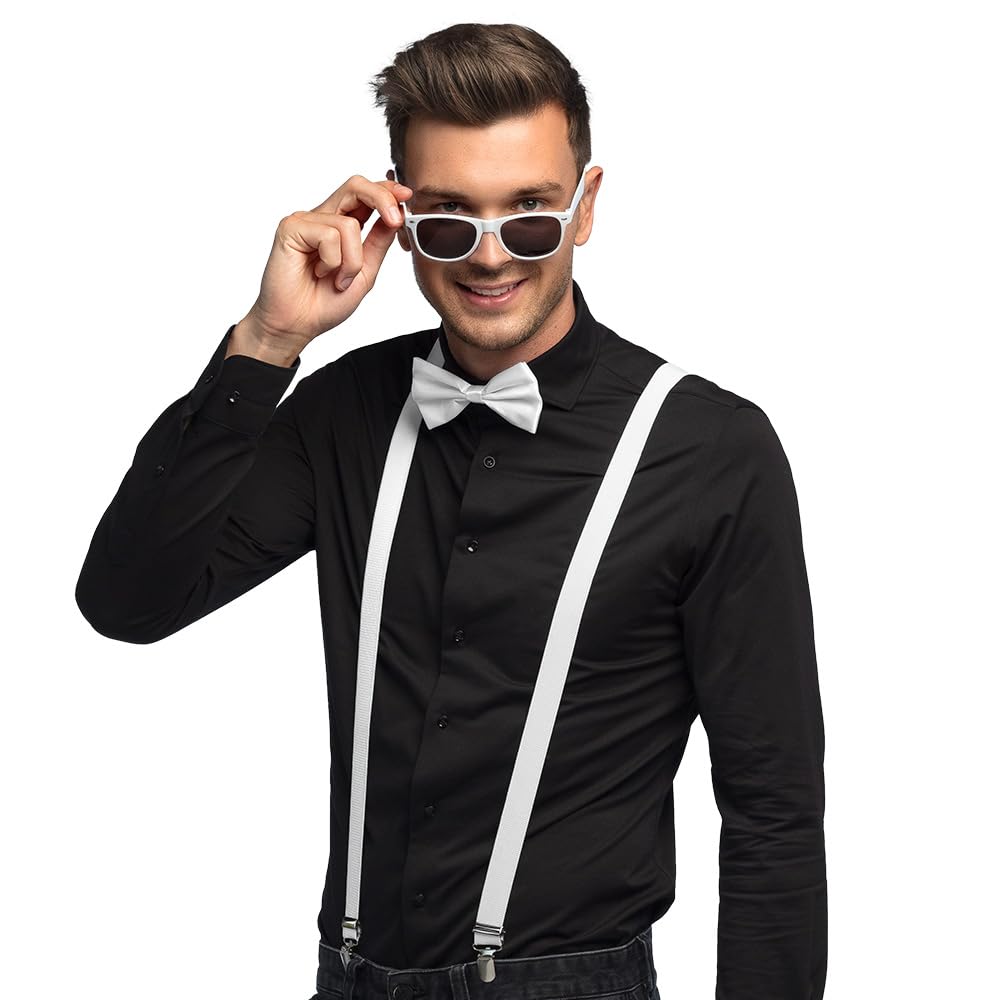Boland - Costume Set 3-Piece Accessory Set with Braces, Glasses and Bow Tie for Festival, JGA, Carnival and Theme Party