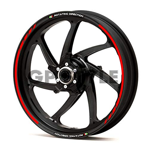 ローテーション リムステッカー リムライン デカール ヤマハ ホンダ スズキ カワサキ ドゥカティ (レッド)