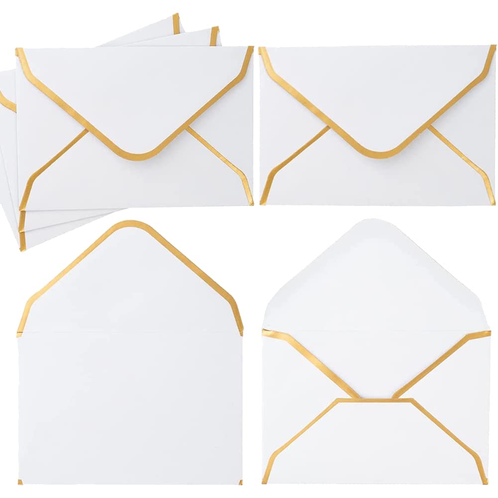30 Pcs Mini Gift Card Envelope Small Invitations Envelopes Greeting Cards Envelope Business Card Envelopes Tiny Pockets with Gold Border White
