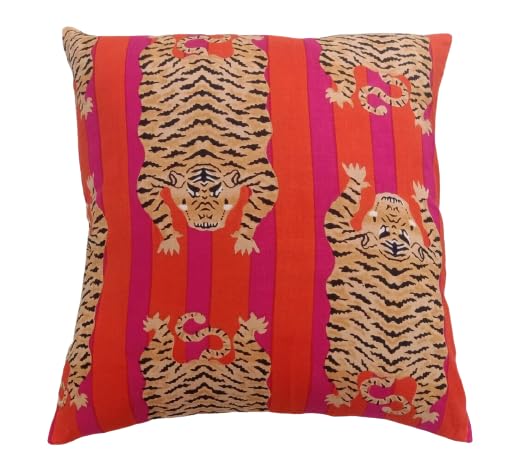 INDACORIFY Beautiful Tiger Print Cushion Cover Throw Decorative Cotton Pillow Case Indian Block Printed Cushion Covers Home Decor Sofa Pillows